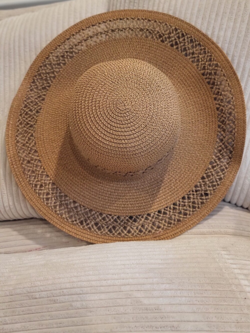 Wide Brim Straw Sun Hat - Natural Tan